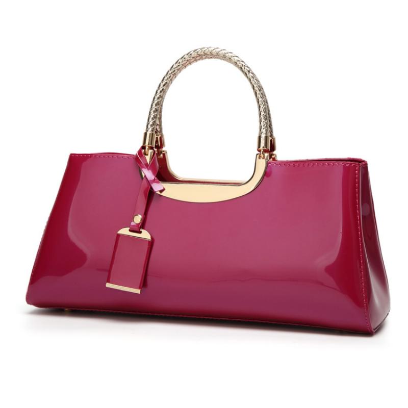 Women's patent leather handbag, shiny, structured bag