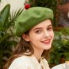 1 шт. Женская французская классическая однотонная беретка, с флисовой подкладкой, теплая, для отдыха, модная шапка-бини, подходит для вечеринок, Хэллоуина