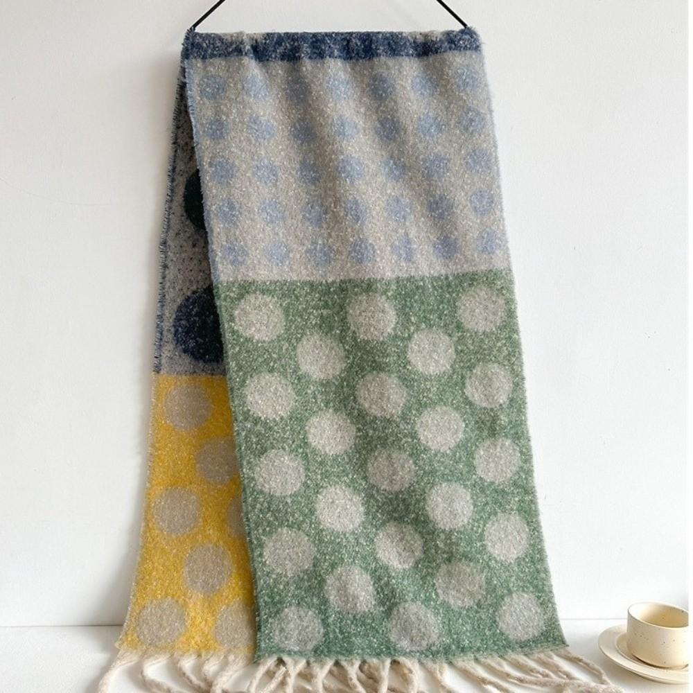 Warm Fabric Polka Dot Pattern Shawl Thick Neck Wrap Cozy Comfort Blanket Scarf Casual