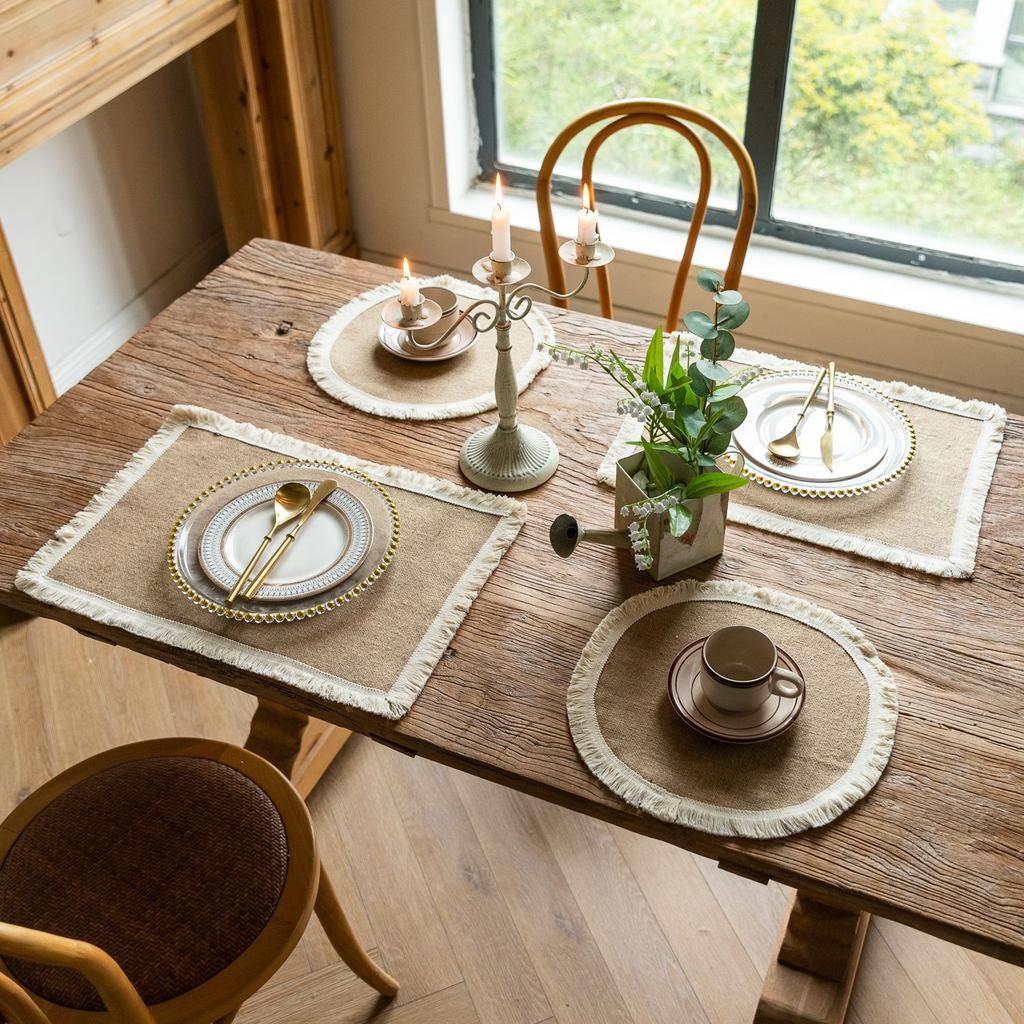 Японская западная еда мат корейский джут уличная вечеринка американский юго-восток Азии однотонный кружевной обеденный стол изоляционный мат подставка