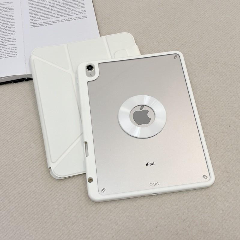IPad 11th Gen Case With Magnetic 360 Rotating Stand Full Coverage Shockproof Cover Air 8 Mini 7 Ivory White
