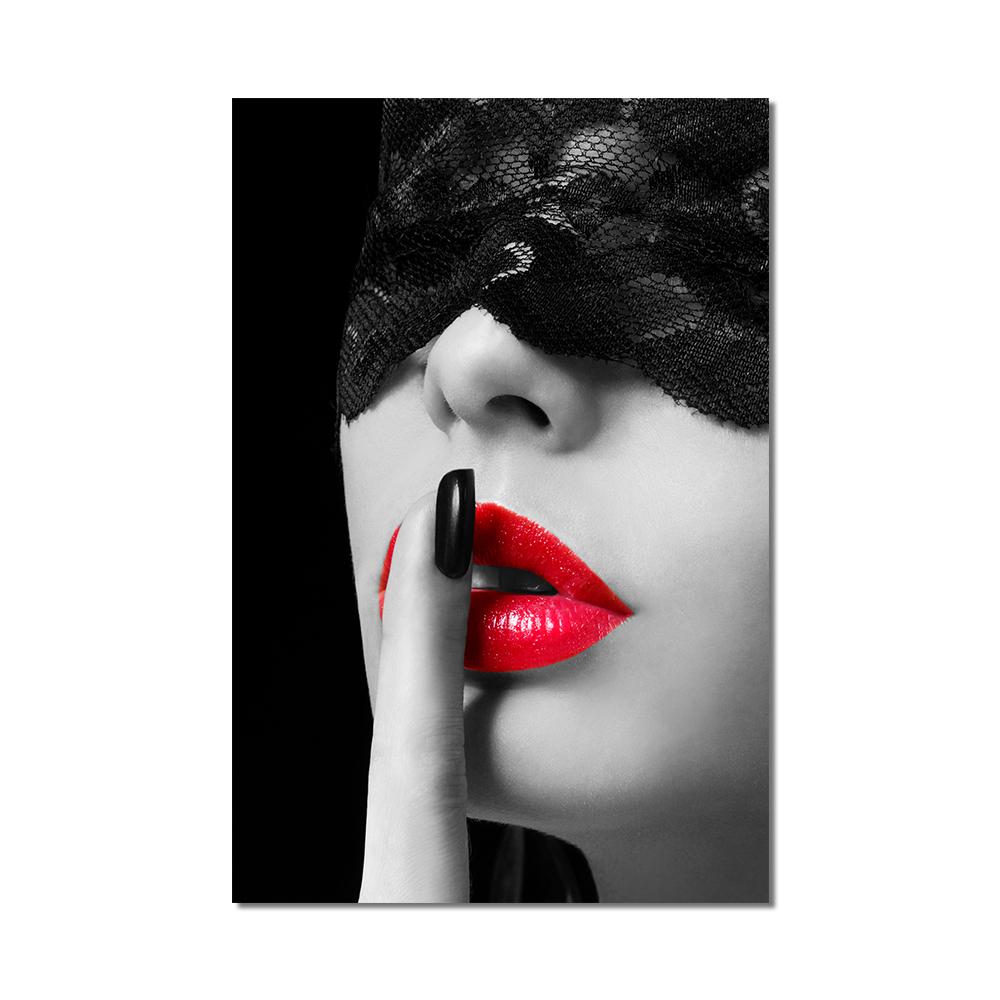 Сексуальные красные губы, женский портрет, художественная живопись, постеры и принты на холсте, скандинавское настенное искусство, декор гостиной