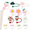 Peach Flower Cartoon Straws Plugs Pipette Tip Cover Drinkware Accessories Silicone Dust-Proof Cap
