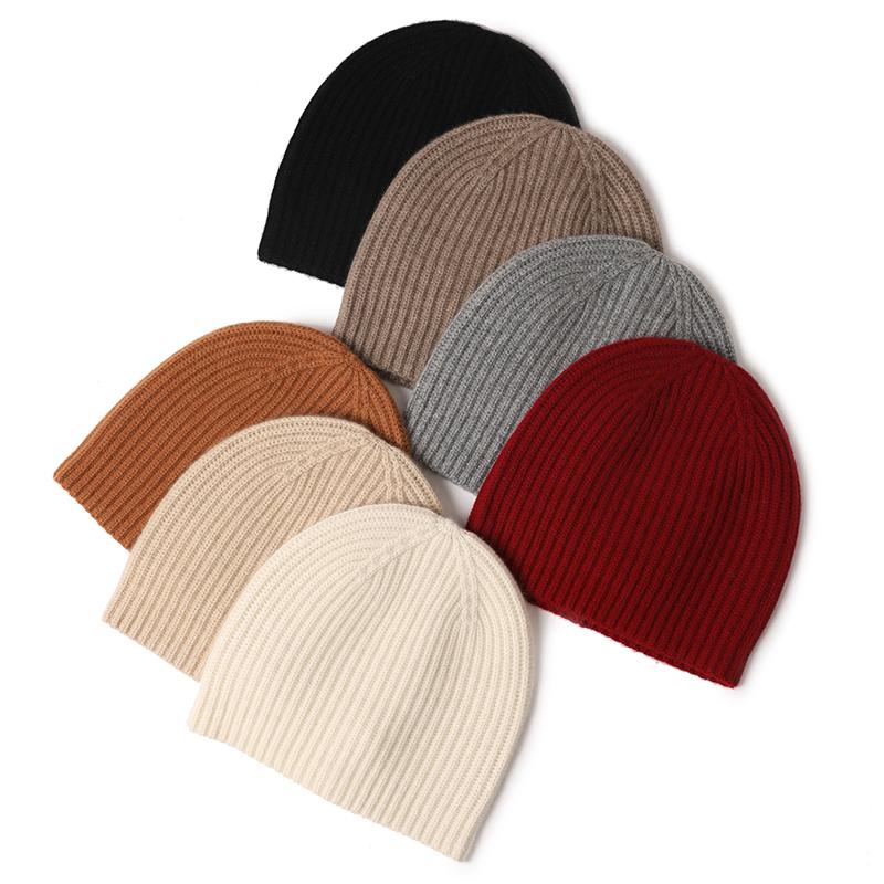 Pure Cashmere Women Winter Hats Custom Designer logo Luxury Fashion Warm Knitted Rib Ny Beanie Caps