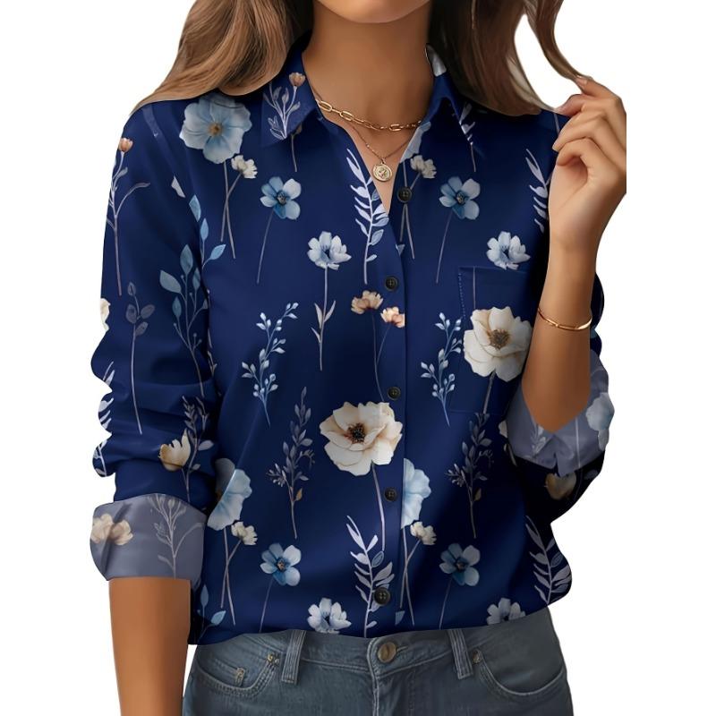 Европейская и американская женская одежда для внешней торговли, Новинки, Взрослая рубашка с цифровой печатью, воротником-стойкой и длинными рукавами для женщин