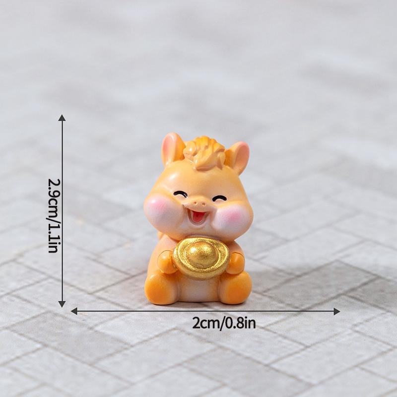 Horse Year Miniature Ornaments Zodiac Cartoon Lucky Pony Diy Car Decoration Spring Festival Office Desktop Decor Ornaments