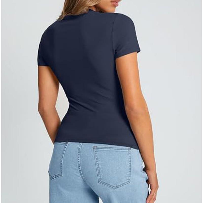 DAFIFY Женские модные повседневные летние весенние однотонные блузки и рубашки с короткими рукавами и круглым вырезом с принтом