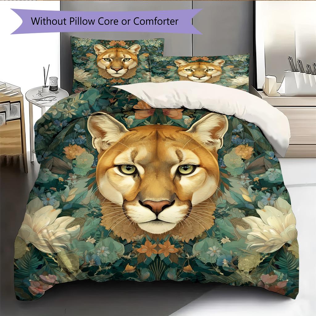 Cougar Pattern Bedding Home Decoration Birthday Gift (1 * duvet cover + 2 * pillowcase, without core)