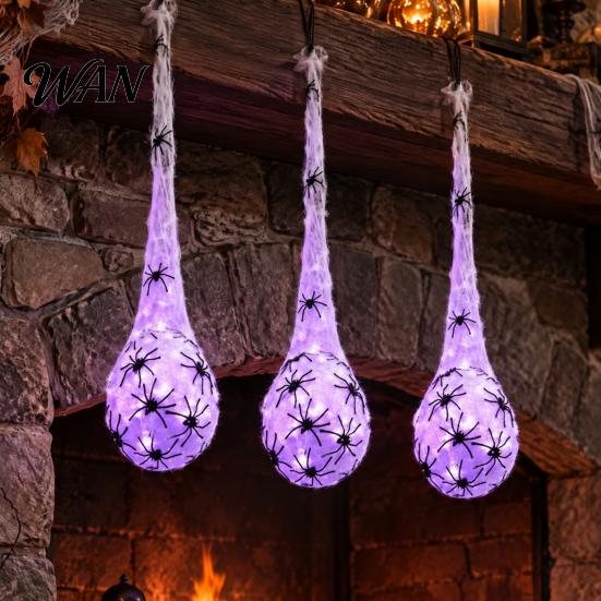 Creative Halloween Porch Hanging Lights Large Spider Egg Sack, 39" Big LED Light Up Mystery Atmosphere Lighting for Holidays Decoration Indoor Outdoor