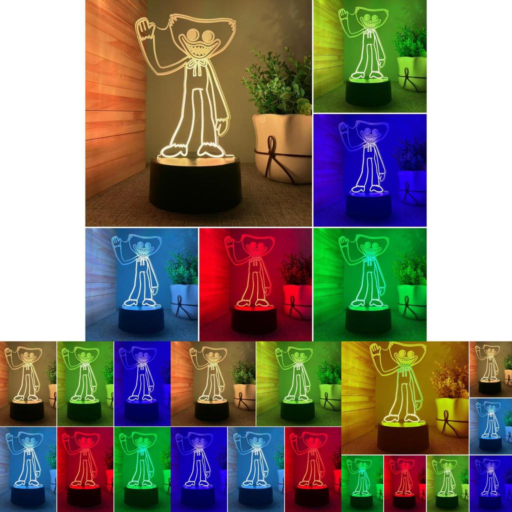 Stylish Poppy Playtime Huggy Wuggy Night Light 3d Led Lamp With 7 Colors For Living Room Decor