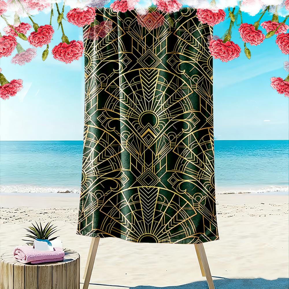 Art Deco Geometric Pattern Beach Towel Beach towel quick-drying for travel outdoor sports jogging beach and swimming