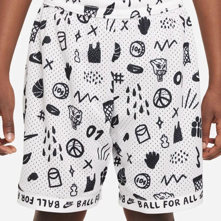 Nike Двусторонние сетчатые дышащие спортивные шорты с контрастной отделкой и логотипом на шнурке для детей, детские штаны черного и белого цвета DR6973-010