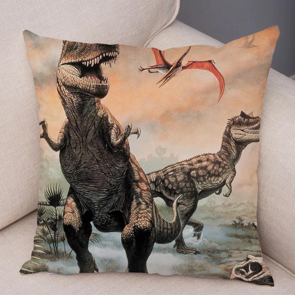 Car Sofa Home Pillowcase Jurassic Dinosaur Cushion Cover Decorative Wildlife Print