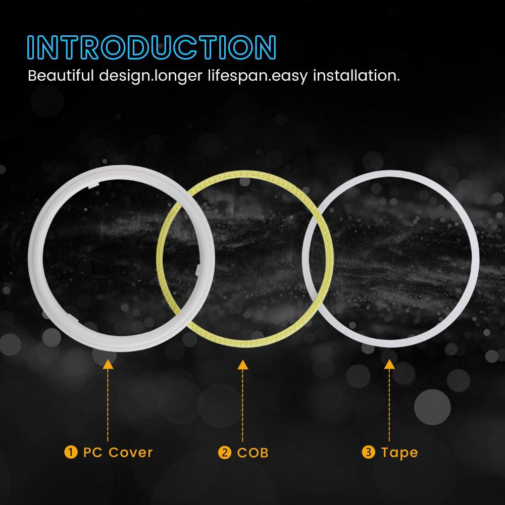 1pair Eyes Angel Cob 930v With Cover Halo Rings Cotton Lights For Led Car Motorcycle Headlights Fog Lamps 60 70 80 90 100 120mm