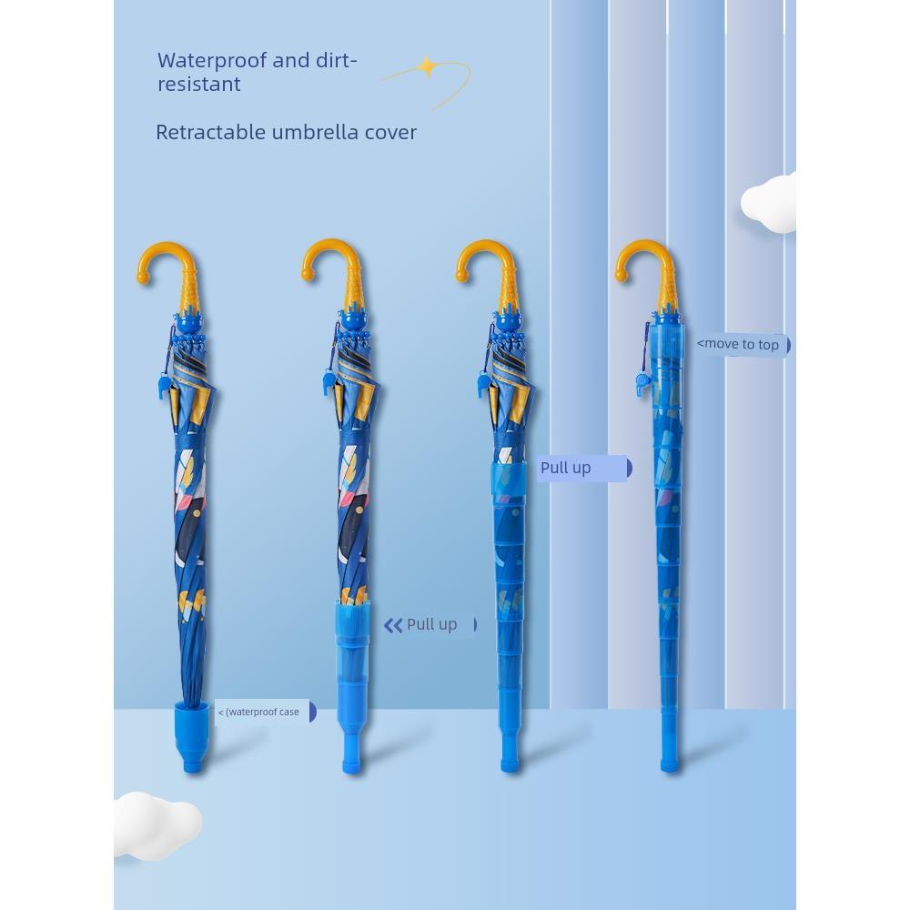 Children's Long-Handled Umbrella, Sun Protection, Uv Protection, Rain or Shine Use, Special Cartoon Design for Primary School Students and