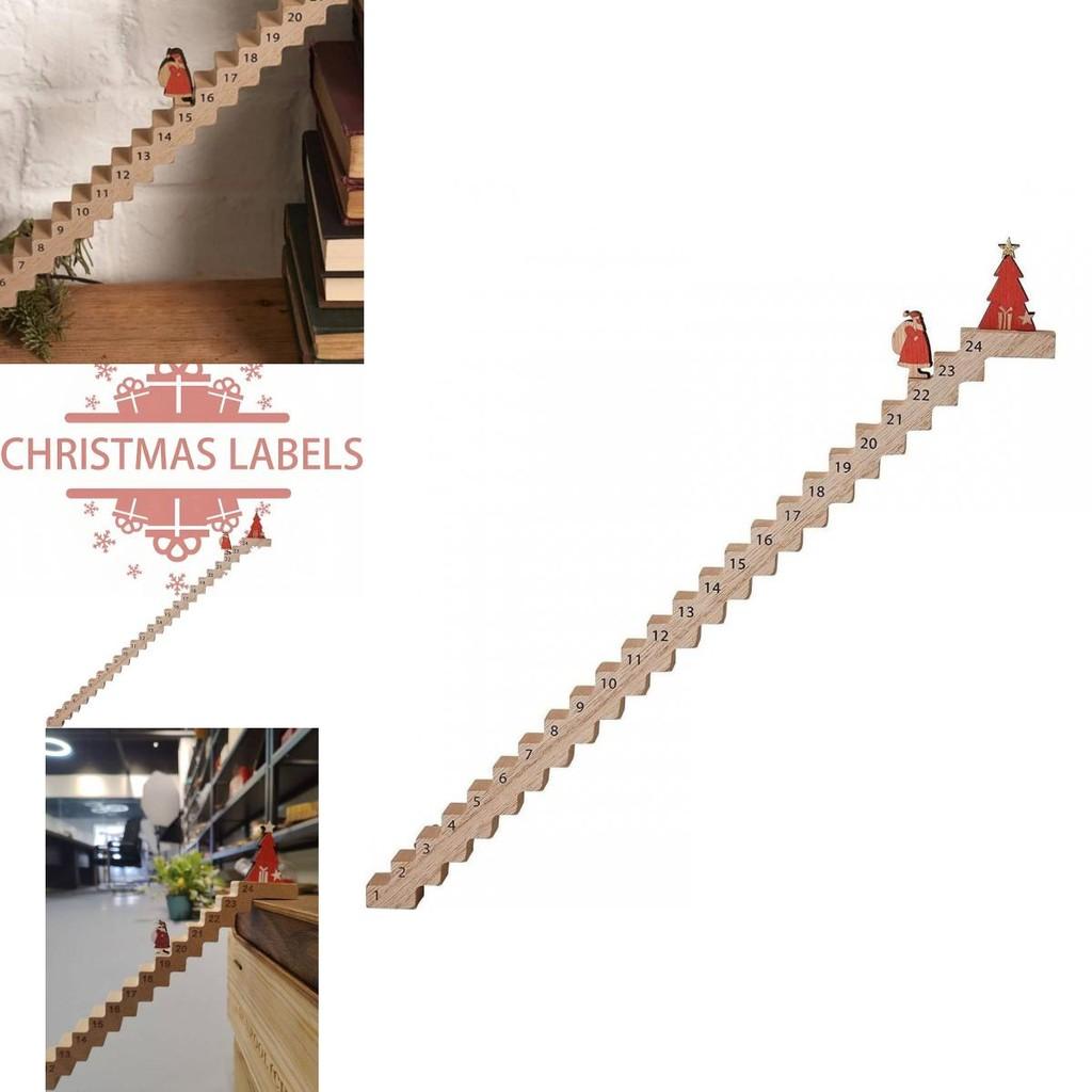 Charming Advent Countdown Santa Claus Staircase 24 Day Wooden Holiday Calendar