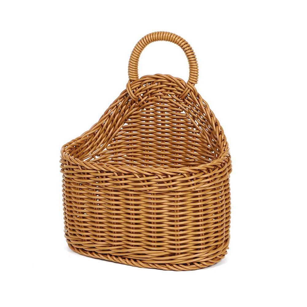With Handle Hand-woven Hanging Baskets Imitation Rattan Wall Hanging Basket