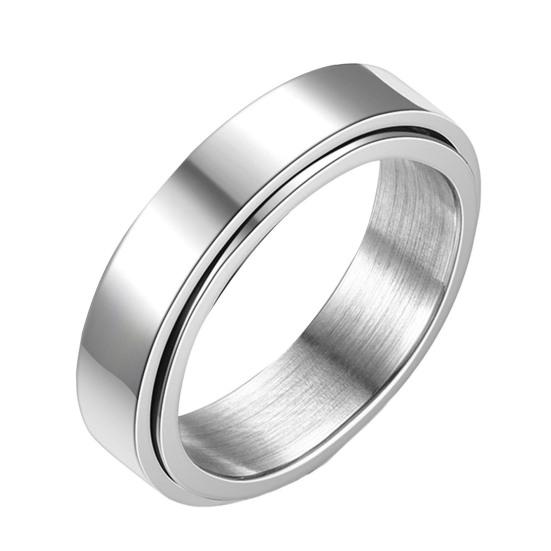 Unisex Ring Geometric Artistic Titanium Steel Rotatable Outer Finger Ring for Party