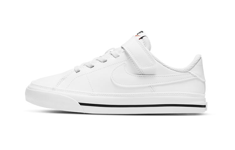 Nike Court Legacy Противоскользящая Амортизация Баланс Низкие Кеды для Скейтборда Белые Детские Возраст 3 7 Лет DA5381-100