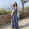 Retro Plaid Halter Women Spring New Collection Waist-cinching Fashionable Long Strap Dress