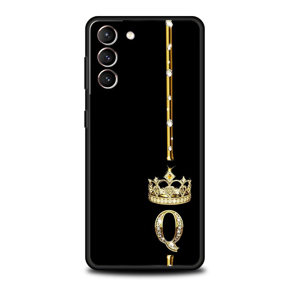 Чехол для телефона с буквой 'D' и короной для Samsung Galaxy S24 S23 Ultra S22 S21 S20 FE 5G S10 S10E S9 Plus S8 Мягкий черный чехол