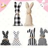Set Of Six Bunny Tray Ornament Decoration Polka Dot Easter Fabric Cute Plaid Holiday Party Little Fresh