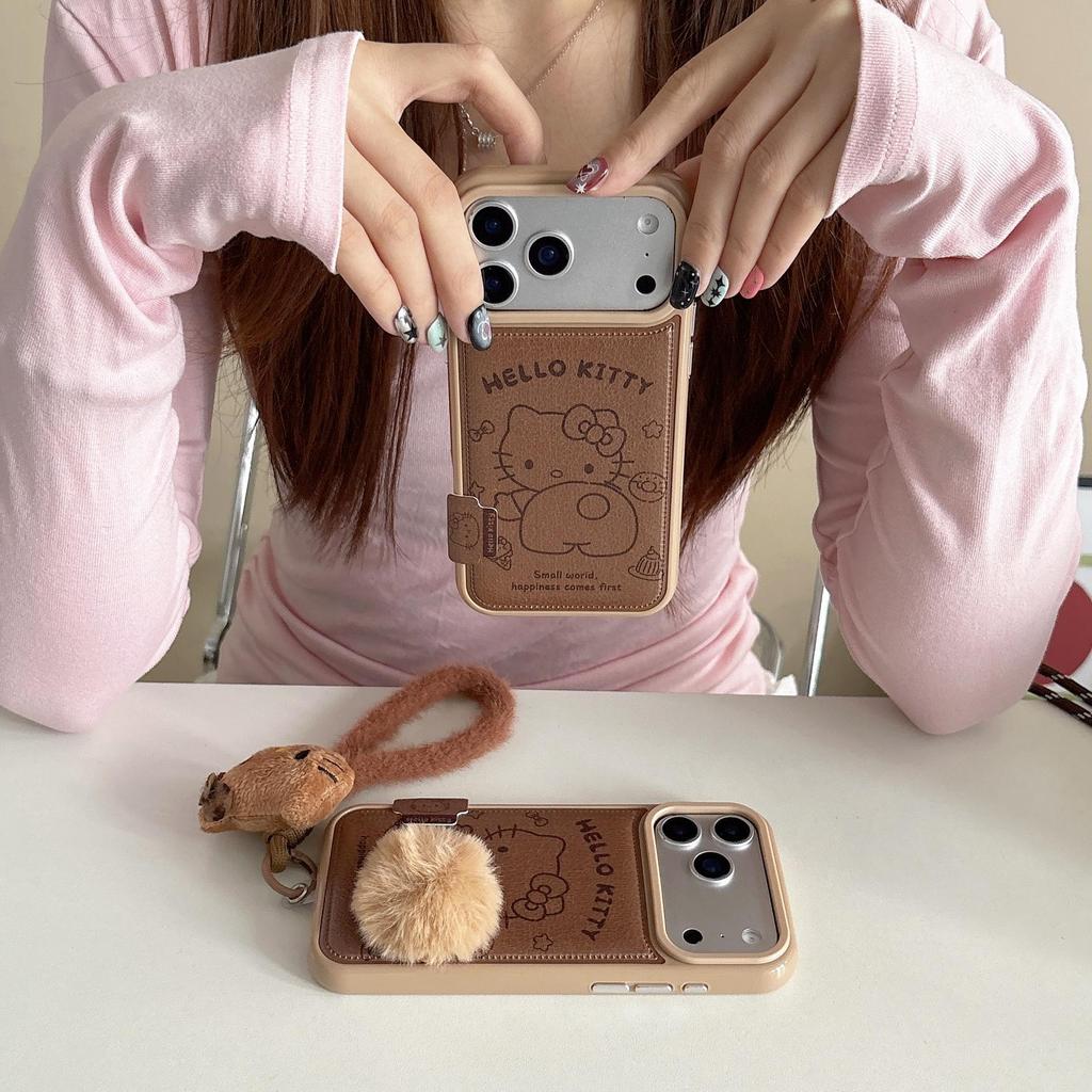 Чехол для iPhone Hello Kitty Япония и Южная Корея Коричневая линия Десерт для iPhone 17/16 Pro Max/15/14 - Женская версия