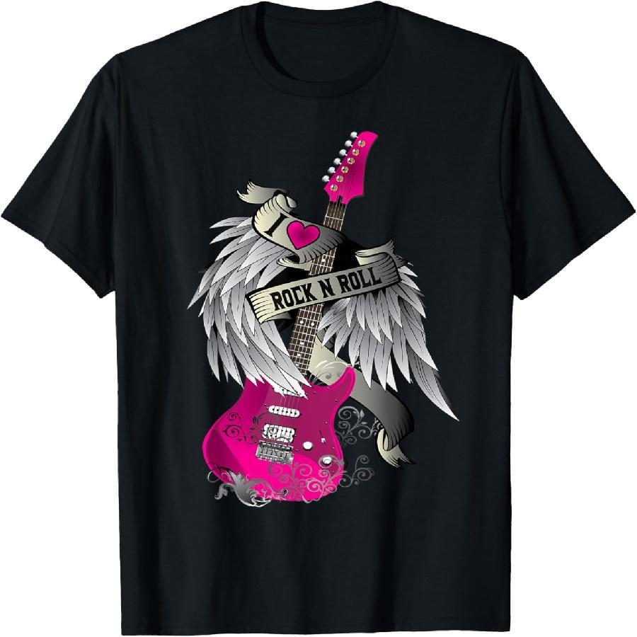 Unisex T-shirt I Love Rock And Roll Guitar Angel Wings T-Shirt
