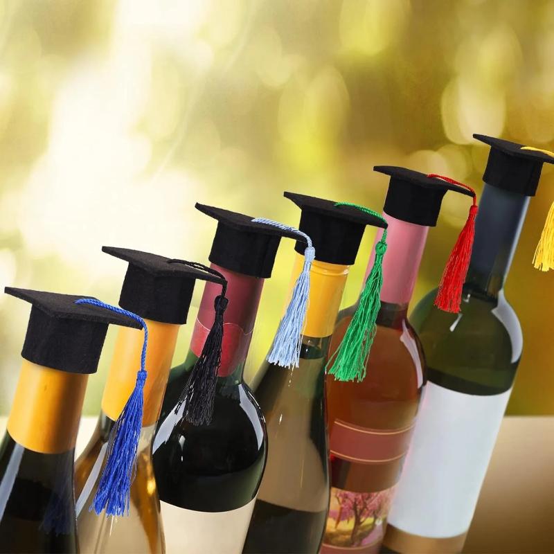 12 Pieces Mini Graduation Cap Class Of 2026 Mini Graduation Hats With Tassels Small Black Grad Cap Bottle Topper Decorations
