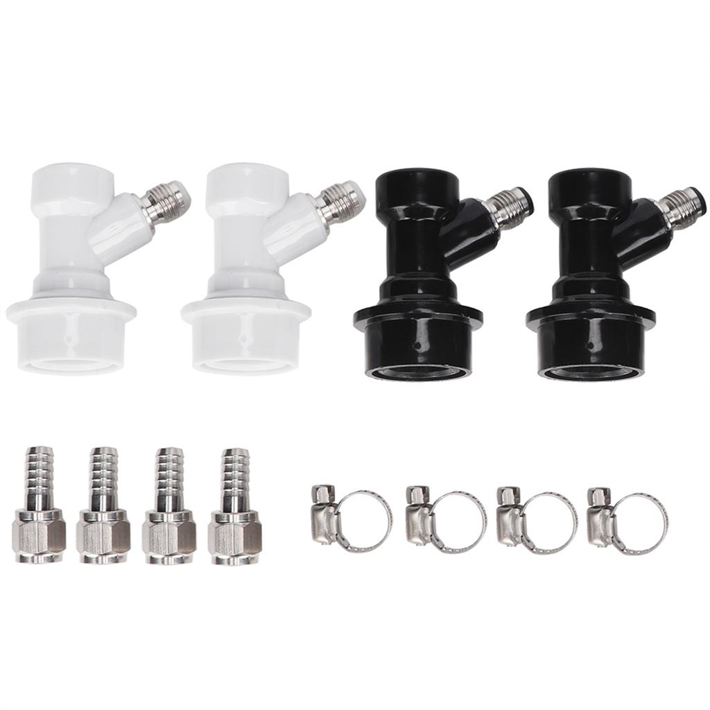 4PCS Threaded Ball Lock Keg Fittings Plastic Connector with Adapter Clamp