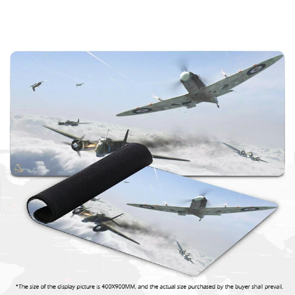 XXL Gaming Mouse Pad Vintage Military Fighter Jet Anime Girl Combat Scene Non Slip Rubber Keyboard Desk Mat for PC Gamer Table