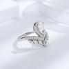 925 Sterling Silver Crown Diamond Ring Women'S Light Luxury Fashion Water Drop Horse Eye Open Ring Platinum Special-Shaped Diamond V-Row Diamond Ring