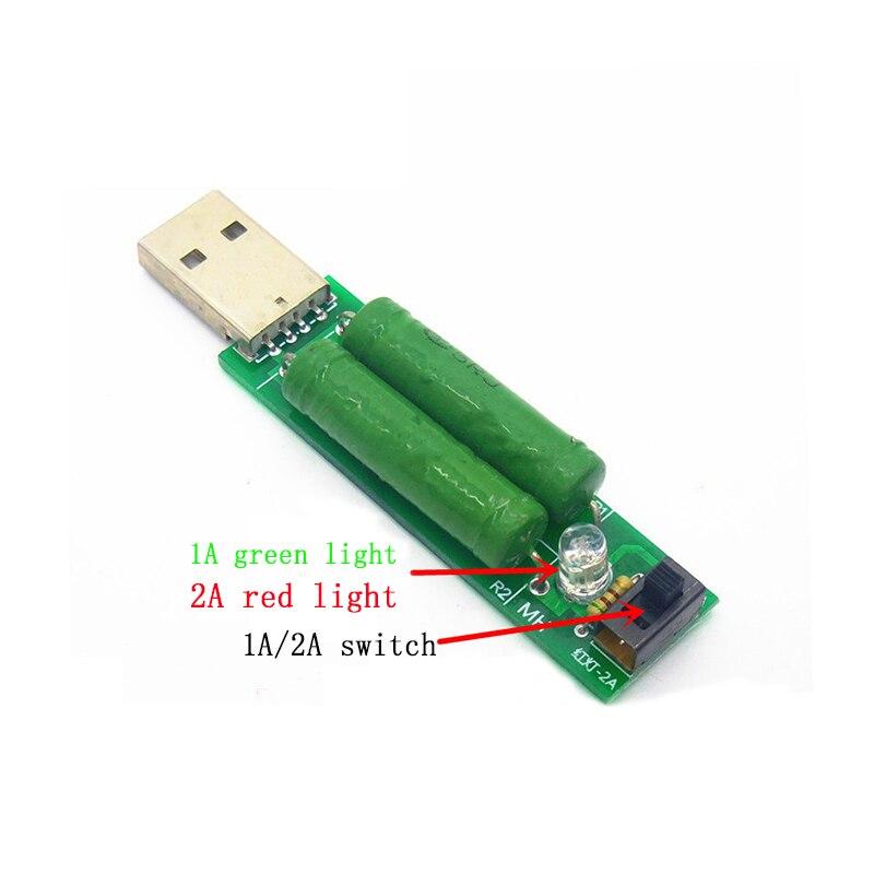 USB-порт, мини-разрядный резистор, цифровой измеритель напряжения тока, тестер 2A/1A с переключателем, 1A, зеленый светодиод/2A, красный светодиод