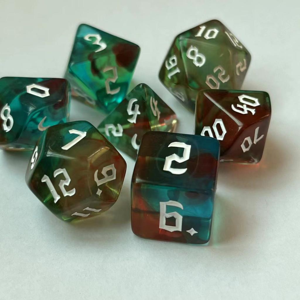 7 шт./лот, многогранные игральные кости из смолы D&D D4 D6 D8 D10 D% D12 D20, многогранные игральные кости TRPG, настольные игры