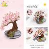 MOC сочные цветы вишни в горшках, микро строительные блоки, маленькие кирпичи, цветочный горшок, украшения, игрушки, декор