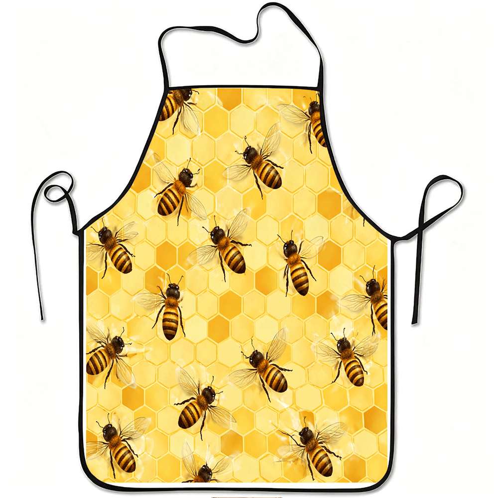 1 Honeycomb-patterned Apron, Made of Durable and Easy-to-clean Polyester, Suitable for Kitchen Cooking, Gardening, Fruit Picking, and Festive Occasion