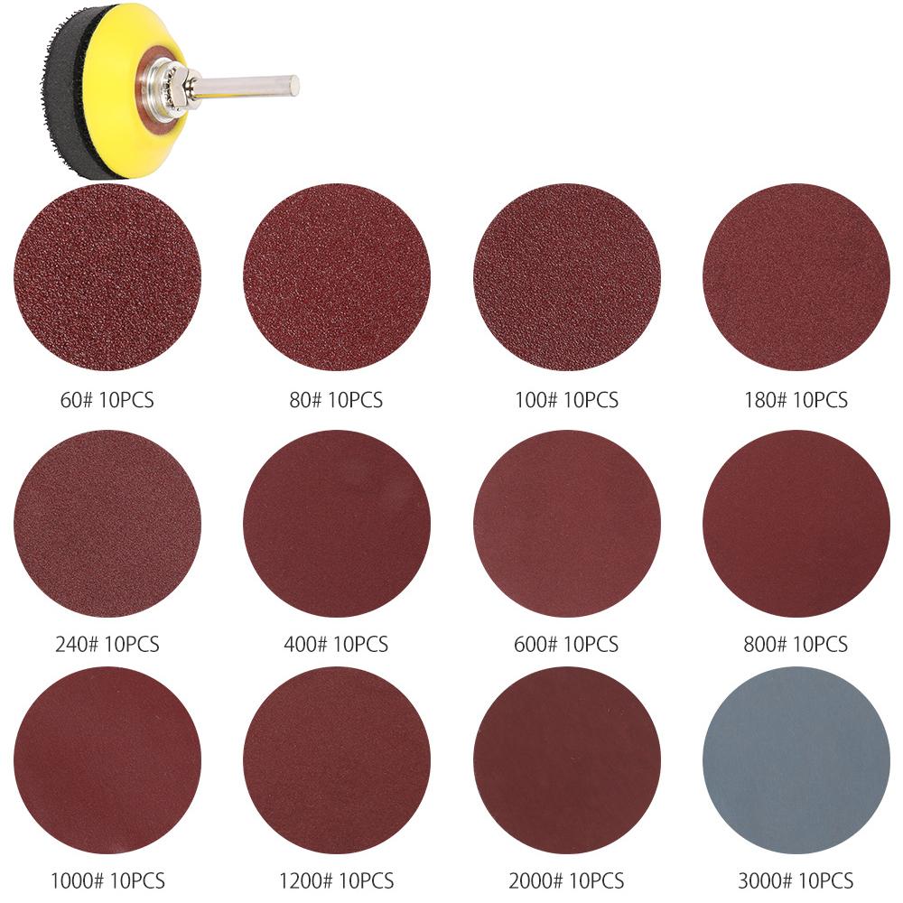 120/240 шт 2 дюйма 50 мм шлифовальные диски колодки 60-3000 зернистость абразивный полировальный набор для дрели шлифовальной машины вращающихся инструментов наждачная бумага