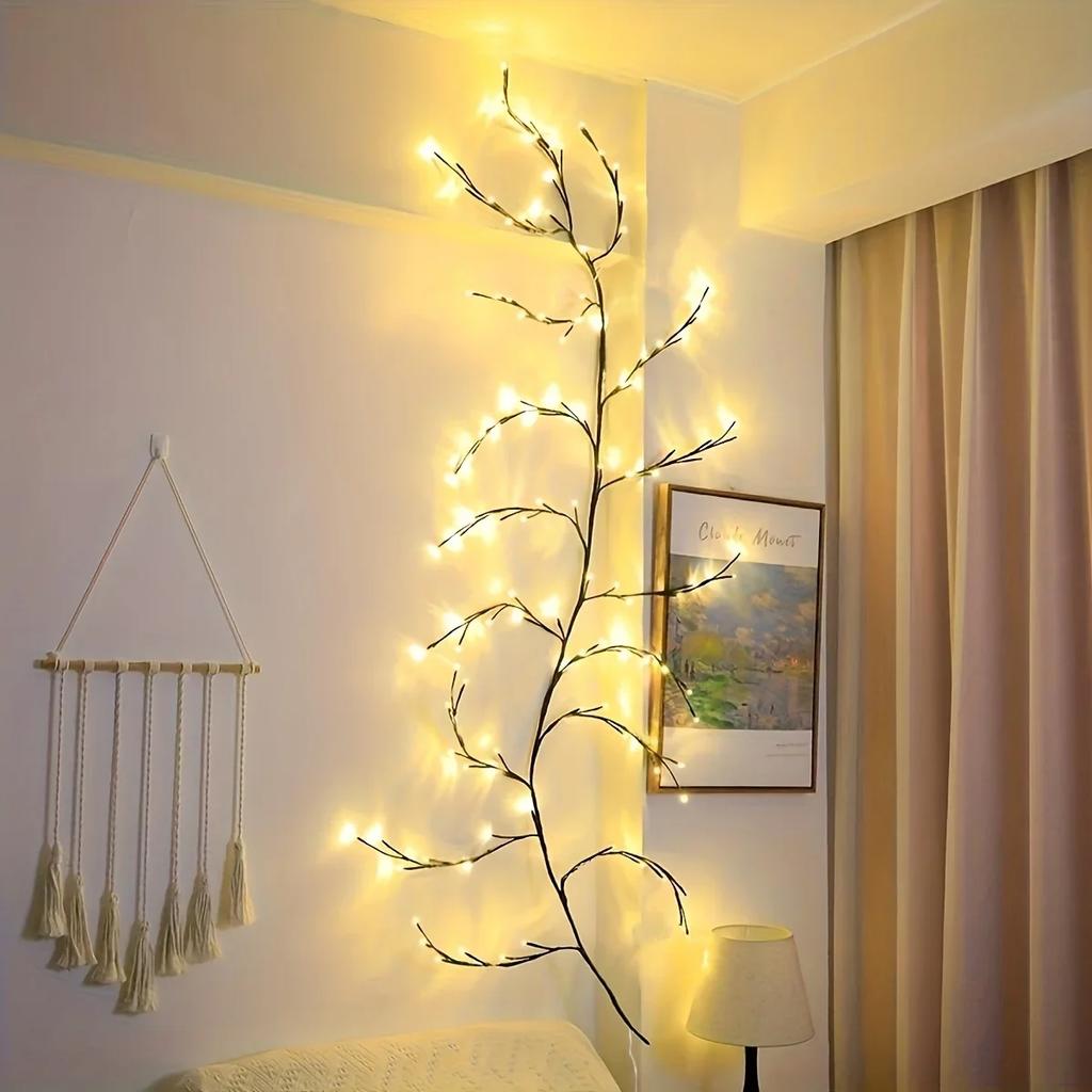 98 светодиодов гирлянды из лозы ивы, ночник в виде лозы, искусственное растение, ветка дерева, настенный светильник, декор для спальни