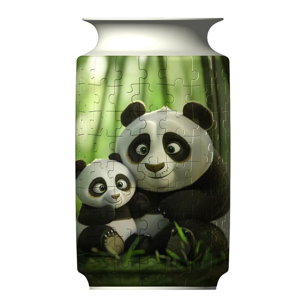 Non-Toxic Puzzle Flower Vase Panda 3D Porcelain Design Made Plastic Home Decoration And Flower Arrangement Housewarming Kids Toys Gifts