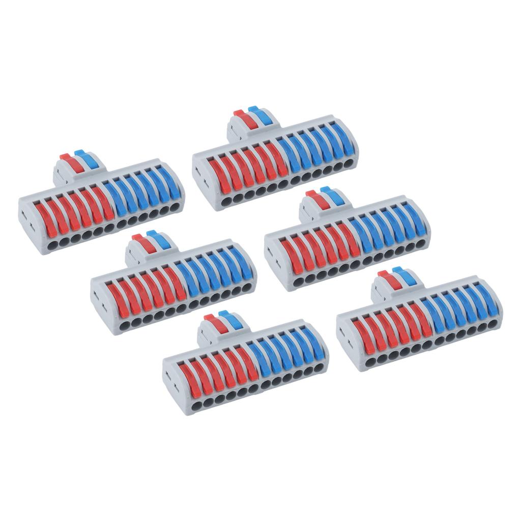 6 шт. клеммные колодки на DIN-рейку 2 в 12, разъем для сращивания проводов для бытовой техники, освещения Ele