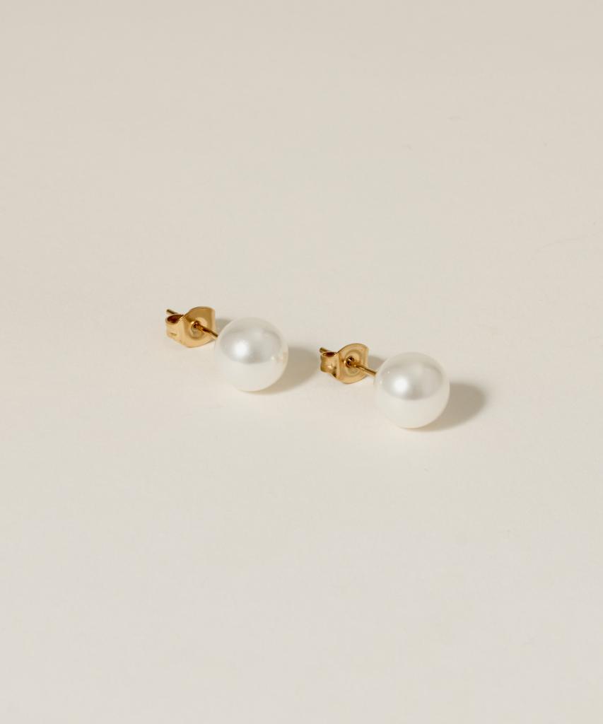 Серьга-пусета Tokyo Pearl для начинающих [Нержавеющая сталь] / Золотой