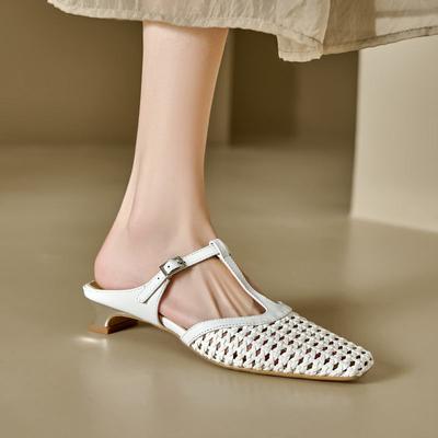 Krazing Pot, элегантные осенние туфли на среднем каблуке из натуральной кожи с квадратным носком и плетением украшений, летние красивые женские туфли-лодочки на мелком каблуке для взрослых