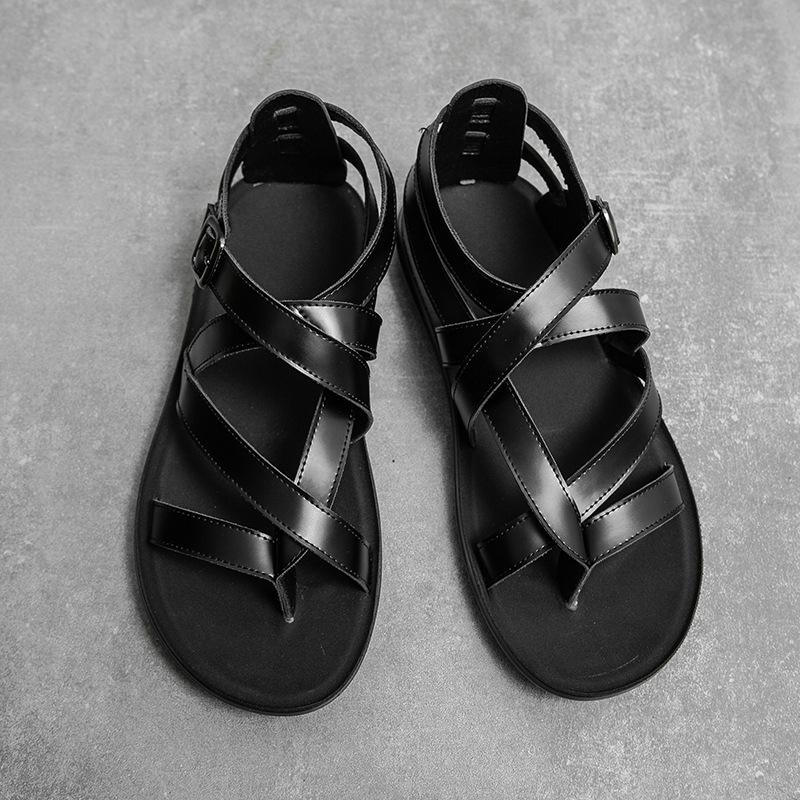 Лето 2025 года, новые мужские сандалии, подростковая пляжная обувь, модные универсальные тапочки большого размера с открытым носком