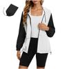 Женская модная куртка в стиле колор-блок с длинными рукавами, капюшоном и карманом на молнии для активного отдыха