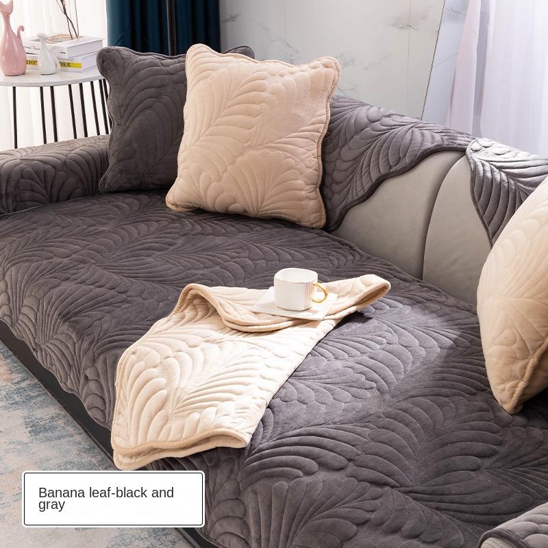 Подушка для дивана, универсальная кожа для всех сезонов, нескользящая, простая утолщенная подушка для сиденья в скандинавском стиле, зимний плюшевый чехол, полотенце на спинке