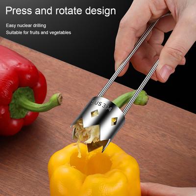 304 Нержавеющая сталь Фруктово-овощная сердцевина, Удалитель сердцевины яблока/огурца/перца, Подвесная ручка, Кухонный гаджет Кухонные предметы