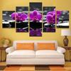 Modular Pictures Living Room Wall Art Canvas Decor 5 Pieces Spa Stones Moth Orchid Flowers Paintings HD Printed Draw Framed No Frame