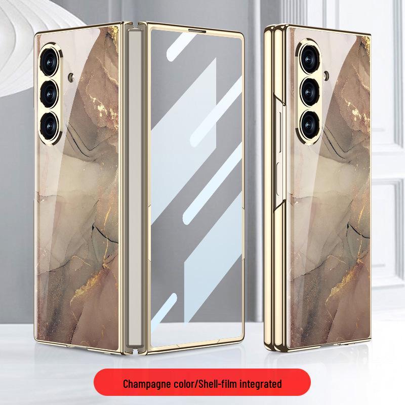 Сердце Мира: Гальванизированный стеклянный чехол для Samsung Z Fold7 - Модный, простой стиль, защитная накладка