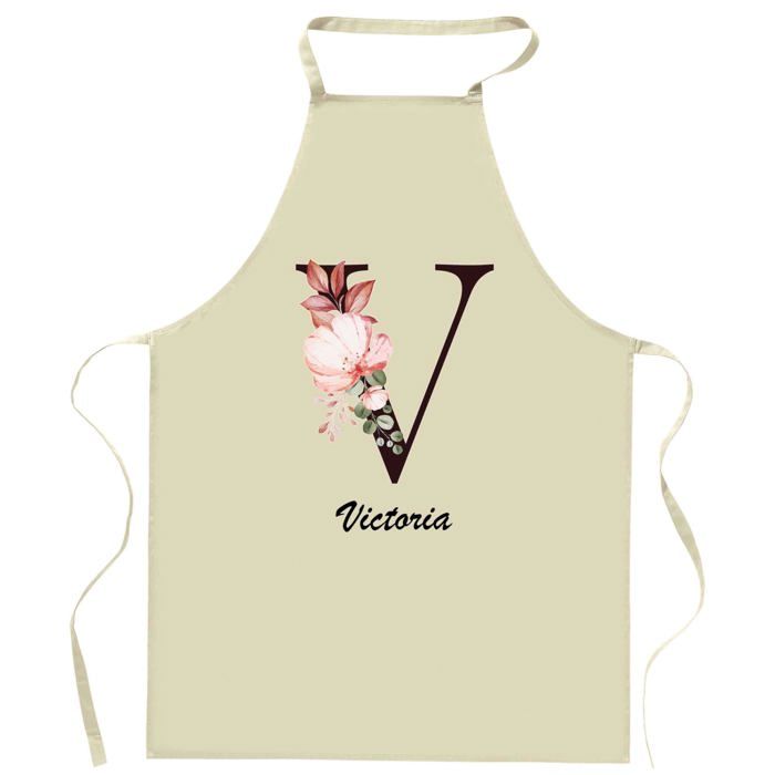 Tablier de cuisine - Victoria Lettre - Coton épais - Imprimé en France - Liens ajustables