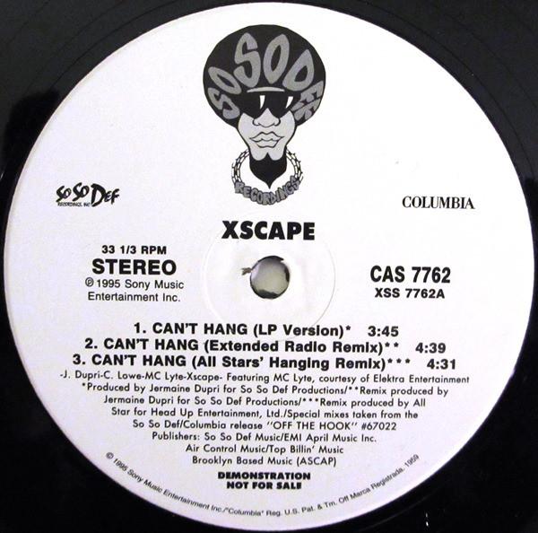 Виниловая пластинка XSCAPE Cant Hang CAS7762PROMO Columbia 1995 США Рэп Хип-Хоп R&B Б/у